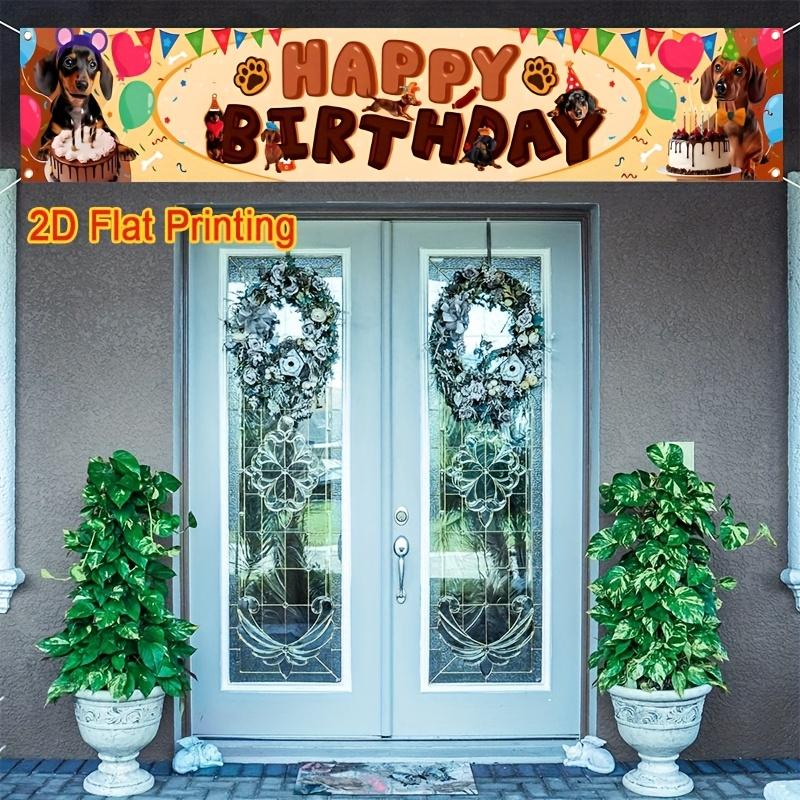 Happy Birthday Dachshund Dog Banner, Dog Motif Design, Polyester Outdoor Indoor Celebration Decoration