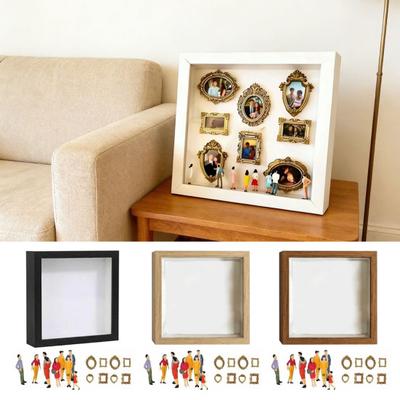 DIY Mini Museum Silhouette Box Shadow Box DIY Family Photo Display Case Kit with Mini Frames And Figurines for Memory Keepsake Anniversary Home Decor