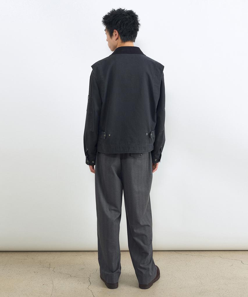 INSILENCE Striped Trucker Pants Grey