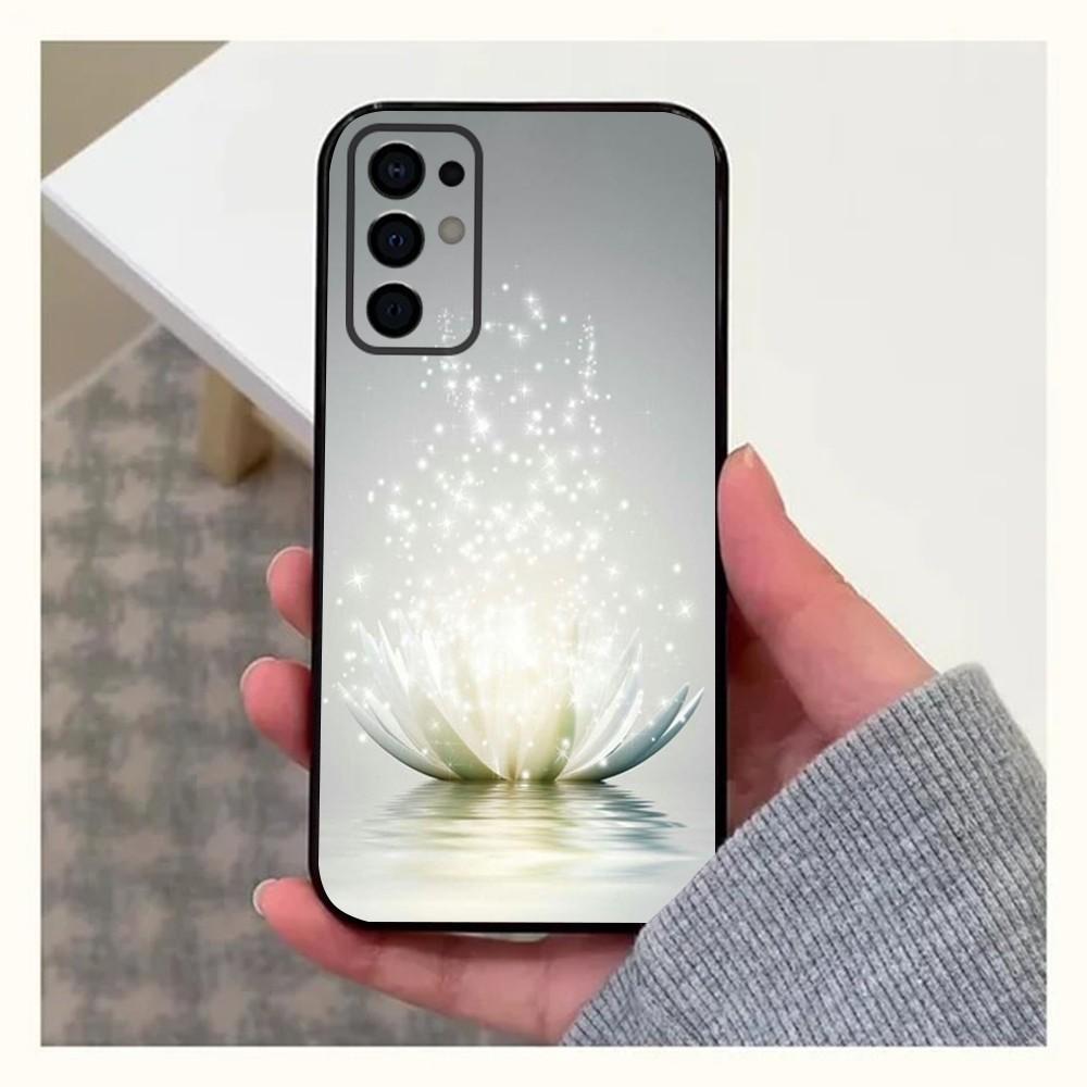 Lotus Blue White Flowers Phone Case For Samsung S24,S21,S22,S23,S30,Ultra,S20,Plus,Fe,Lite,Note,10,9,5G Black Soft Cover