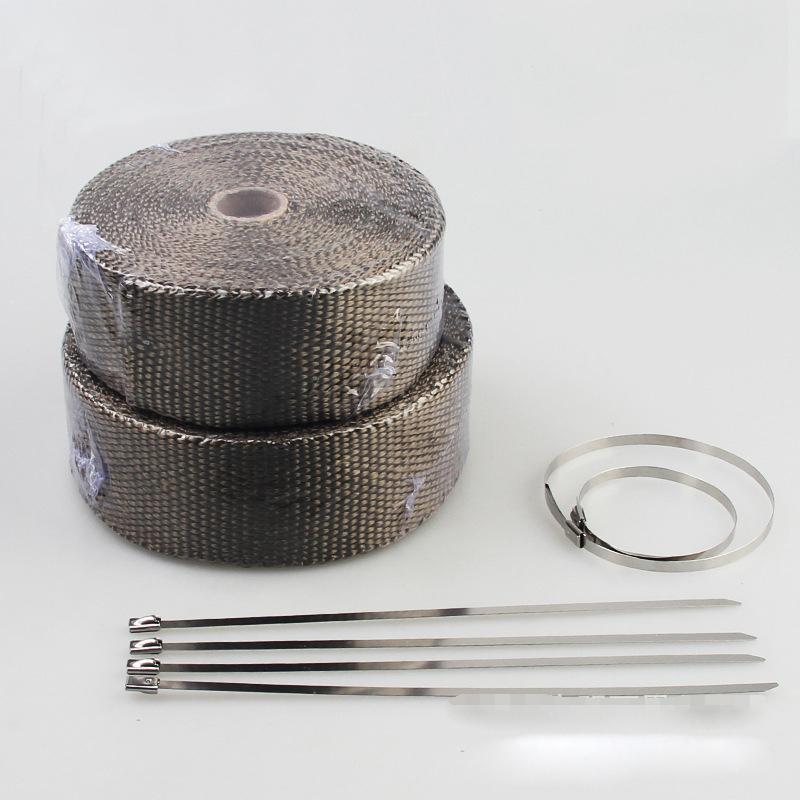 5M Auspuffrohr Krümmer Hitzeschutzband Hitzebeständig Downpipe 4 Edelstahlbinder Motorrad Auspuffzubehör