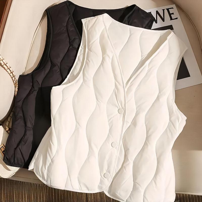 Vintage Ultra-thin Vest Streetwear 2024 New Autumn Winter Fashion Vest Warm Casual Buttons Cotton-padded Jacket Female