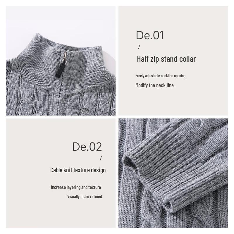 MJ STYLE Women's Cable Knit Half-Zip Sweater