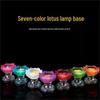 Colorful Lotus Ghee Lamp: Crystal Glass, Pure Copper Candle Holder for Buddhist Offerings