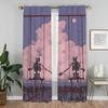 Love Skeleton Blackout Curtain for Room 2 Panel Curtains Child Room Home Interior Curtains Partition Shades Tulle for Bedroom