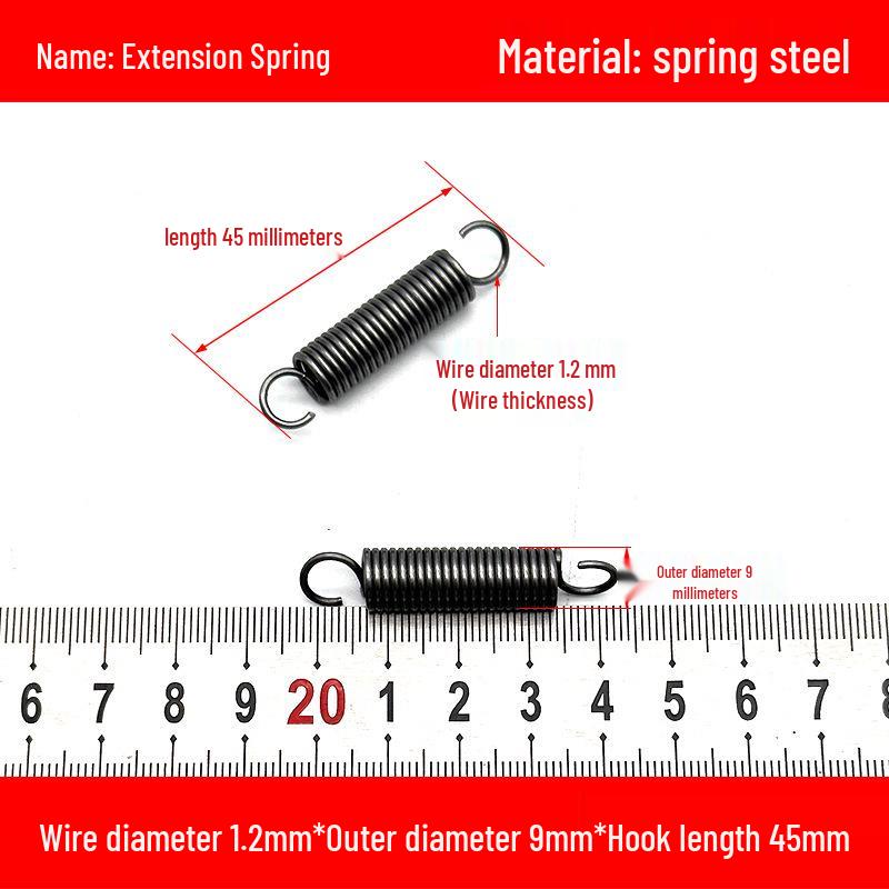 1.2mm Wire Extension Spring with Hook - Soft Tensile Force Spring Accessory