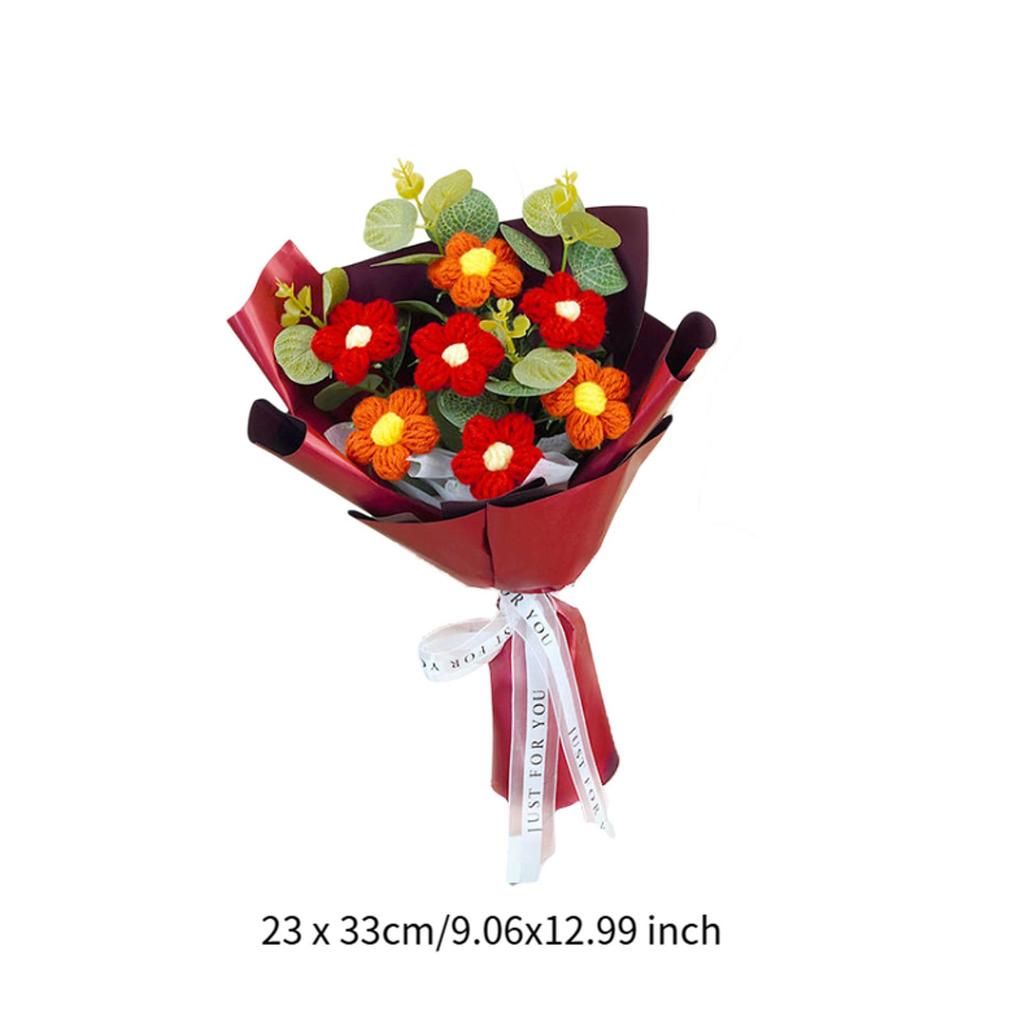 Dzianinowy Kwiat Gotowy Dekoracja Domu Bukiet Kwiatów Szydełkowych na Dzień Nauczyciela Urodziny Rocznicę Dzień Dziękczynienia Kobiety