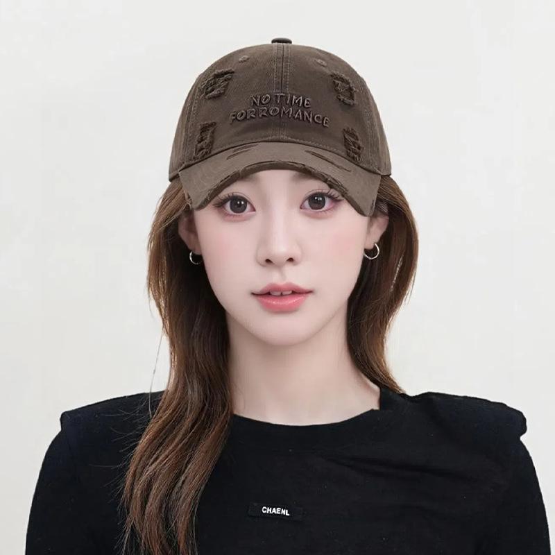 Trendy Baseball Cap Women Men: Double Embroidery, Washed Cotton, Small Face Fit, Soft Duckbill, Sunshade Hat