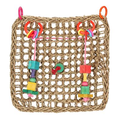 Bird Chew Toy Seagrass Exercise Entertainment Hanging Net Mat for Parrot