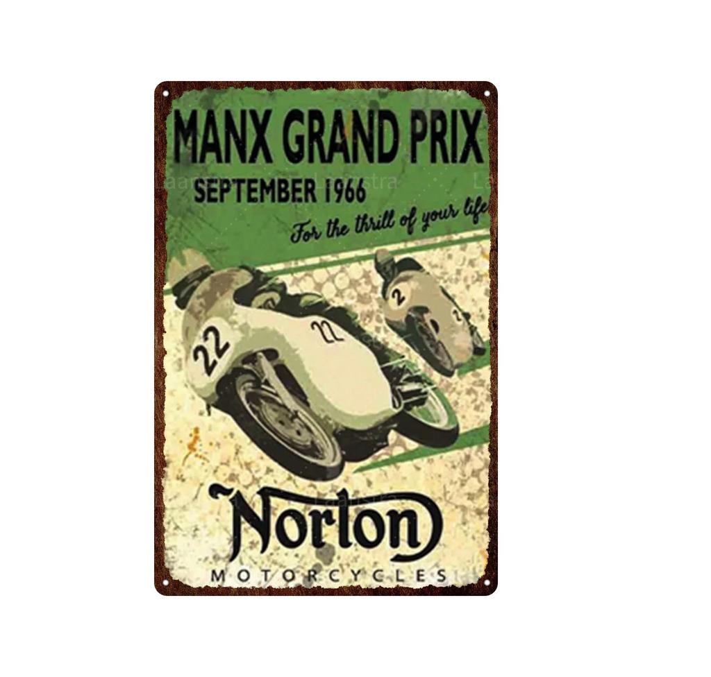 Vintage Norton Motorcycle Metal Poster Retro Plaque Wall Art Painting Plate Bar Garage Decor Vintage Tin Sign Home Decor Poster