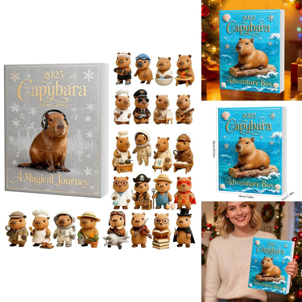 Christmas Capybara Advent Calendar Blind Box With Acrylic Figurines For Festive Decorations