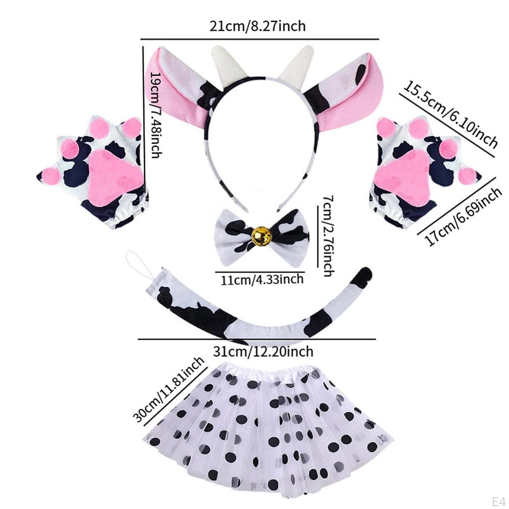 Kuh Cosplay Set Ohren Fliege Rock Handschuhe Schwanz Cartoon für Kinder Festivals