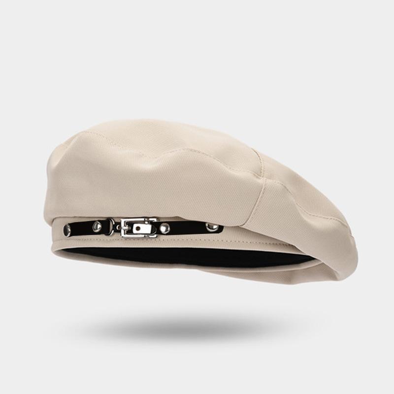 Chic Vintage-Inspired Beret Cap For Women - Lightweight Cotton, Adjustable Drawstring Closure, Perfect For Fall & Winter