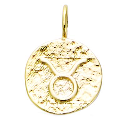 [Q7576] - Antique Gold 'Astrology' Gold Plated Pendant (Taurus) - 12 Mm
