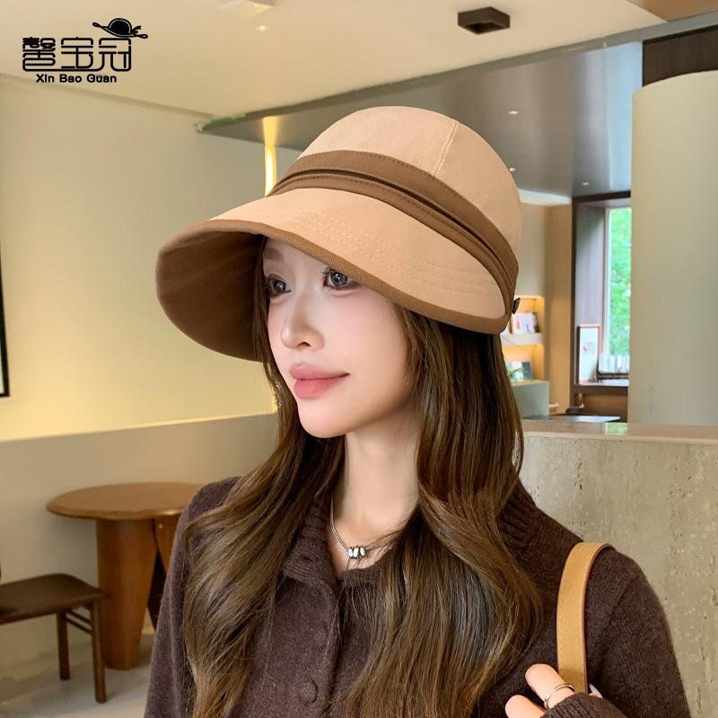 Fashion Color Matching Hat Women's High-end Sense Large Brim Shows Face Small Peaked Hat Outdoor Casual Versatile Baseball Cap