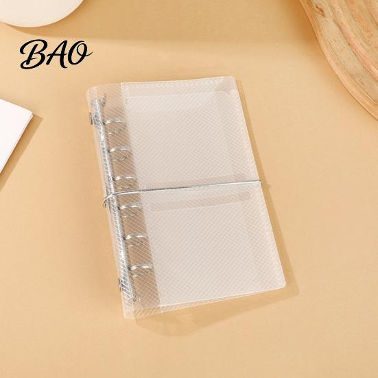 Refillable Planner Binder A6 A7 M5 Trifold Binder, 5/6-Rings Transparent Loose Leaf 6-Rings Folder, Budget Notebook Cover for School, Office, Meeting
