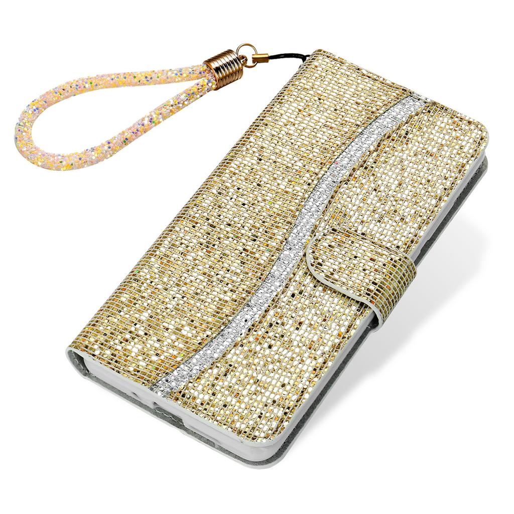 Suitable for A54 5G mobile phone leather case A34 sequined glitter card wallet bracket protective case A24 hand rope