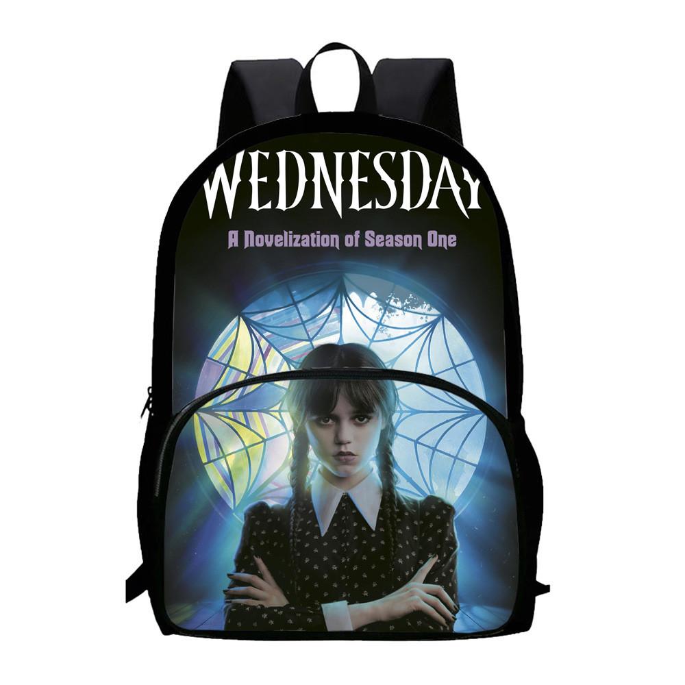 Wednesday Addams Print Backpack With Large Capacity Oxford Fabric School Bag For Teens