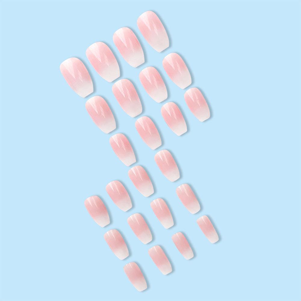 Best-Selling Wearable Nails: Sweet Girl Ice Clear Gradient Nude Gingham Nail Art