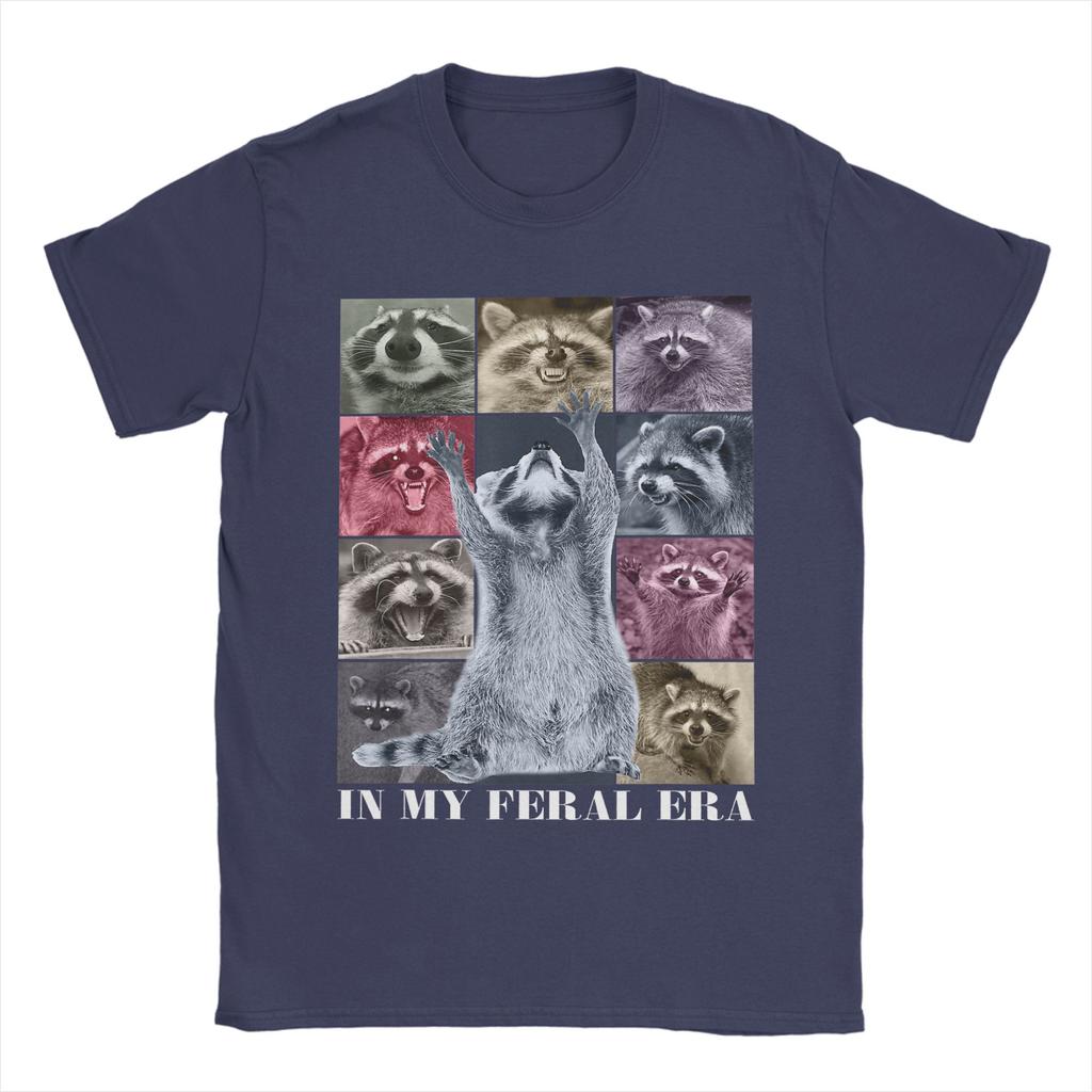 T-shirt Unisexe 'Dans Mon Époque Sauvage' Raccoon Animal Meme Drôle Hauts 100% Coton Nouveauté Manches Courtes Col Rond Idée Cadeau T-shirts