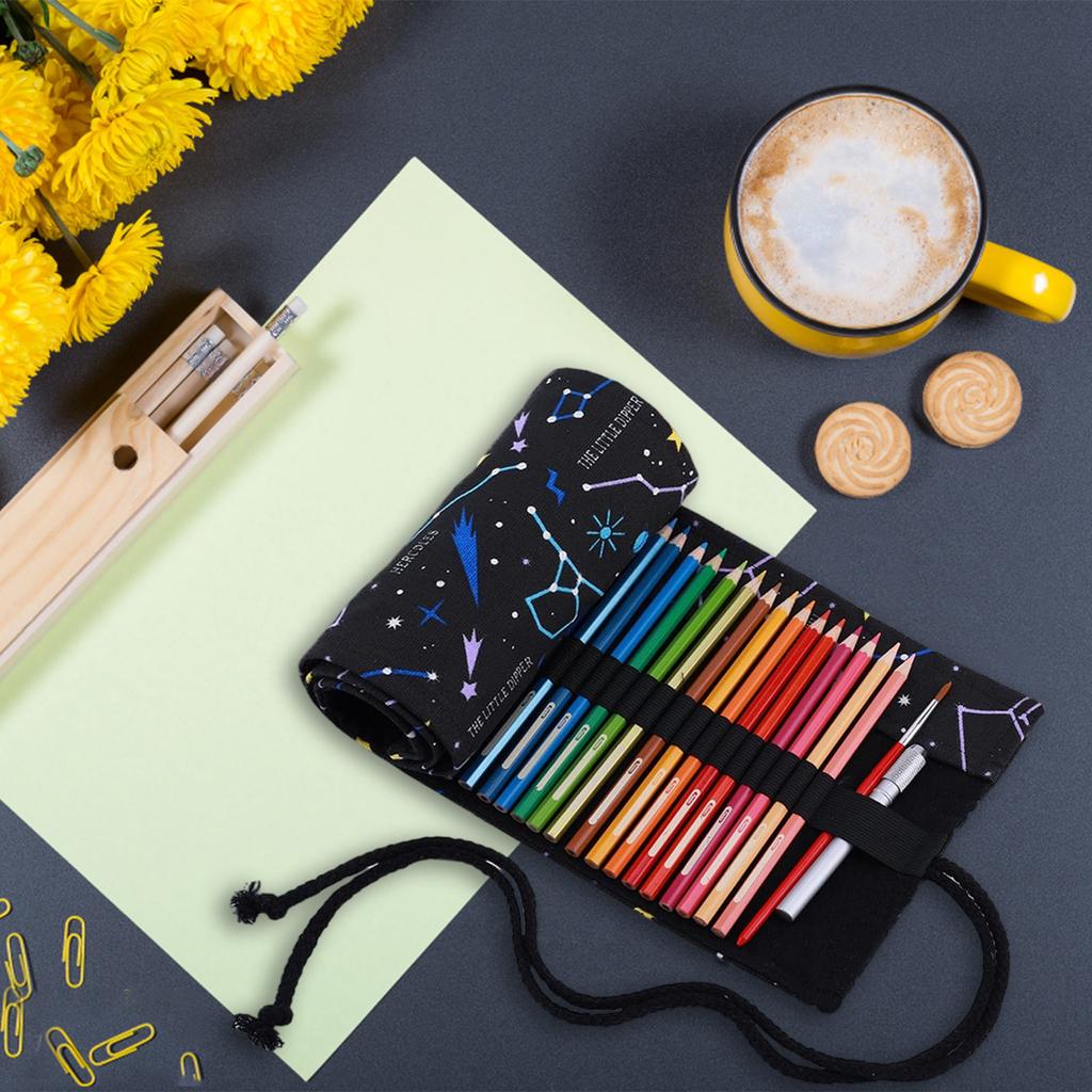 Rollable Pencil Bag For  Pencils Pen Holder Canvas Wrap Bags Organizer Pencil Case School Pencil Holder Case