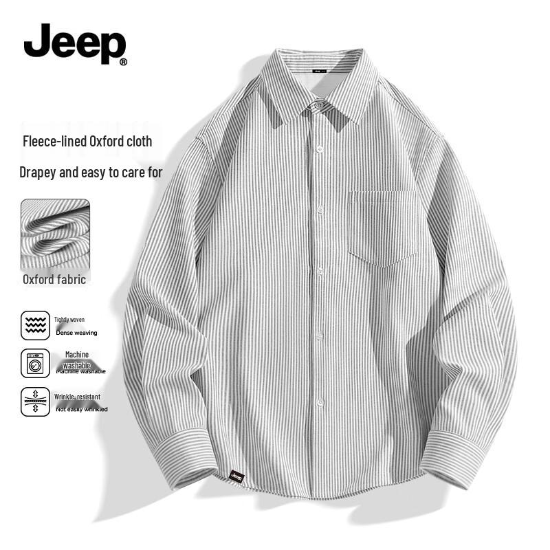 Jeep Мужская оксфордская рубашка с длинным рукавом на флисовой подкладке 3XL