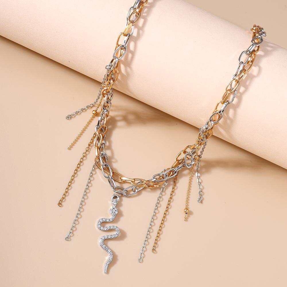 Gothic Punk Snake Choker Necklace Multilayer Tassels  Necklace Chain Men Women Hip Hop Party Jewelry Gifts