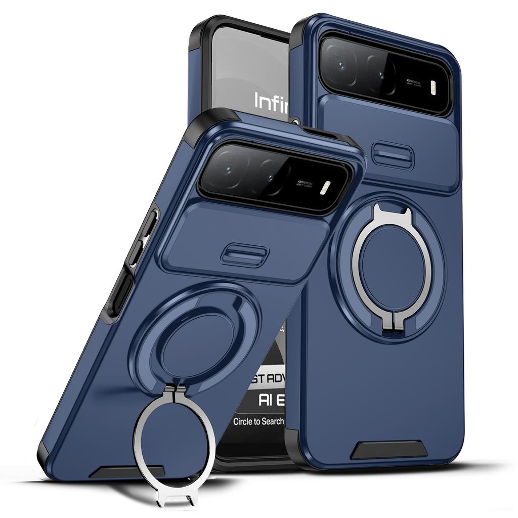 Magnetic Ring Stand Phone Case For Infinix Hot 60i 5G 50i 4G Smart 9 HD Tecno Spark Go KM8 Slide Camera Protection Back Cover