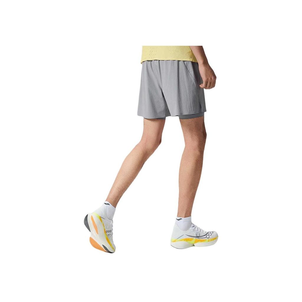 Saucony Running Training Series Comfortable Stylish Versatile Double Layer Sports Shorts Men shorts Rock-Gray SA2259DP02T-GR069