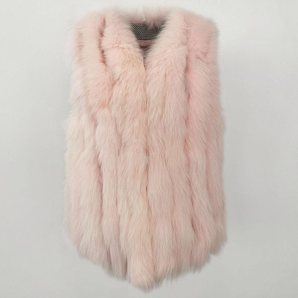 OFTBUY Winter Thickened Warm V-neck Natural Fox Fur Woven Fur Vest Women's Short Korean Style Casual Elegant