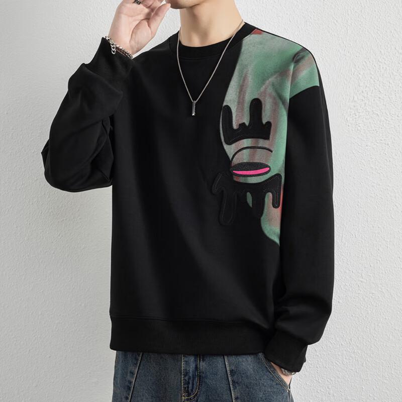 Men's American Retro Embroidered Long-Sleeve Pullover Sweatshirt