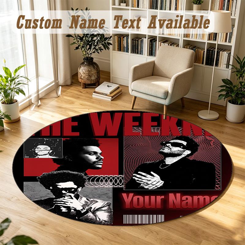 Round Rug Custom NameThe Weeknd Pattern Non Slip Carpet Home Floor Decor