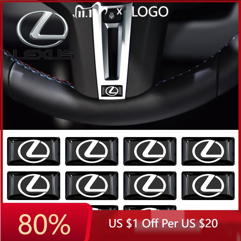

2026 Hot Interior Stickers 10Pcs Car Steering Wheel Sticker Badge Interior Decoration For Lexus CT200H ES350 GX460 470 IS250 LS4 2pcs