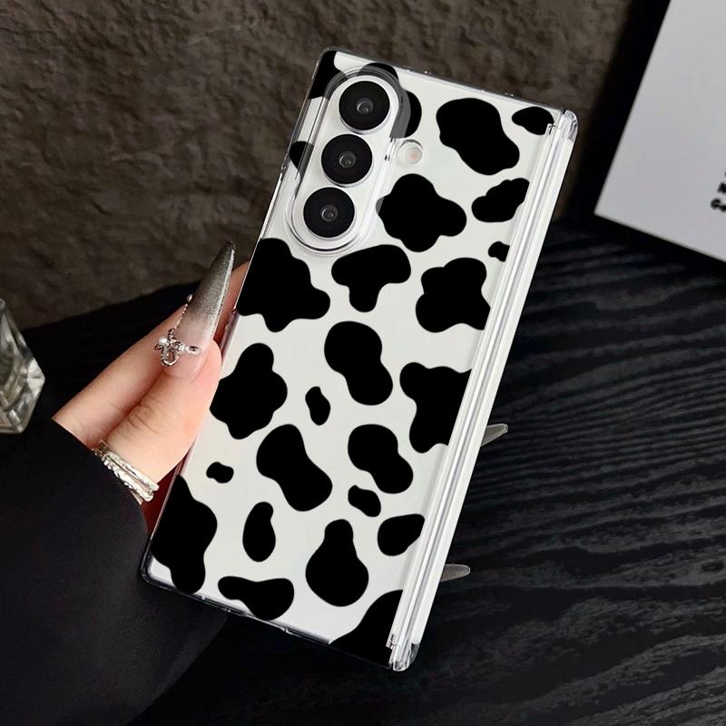 Magnetic Adsorption Phone Case For Samsung Galaxy Z Fold 7 6 5 Fold7 Fold6 Fold5 5G Shockproof Leopard Print Clear Hard Cover