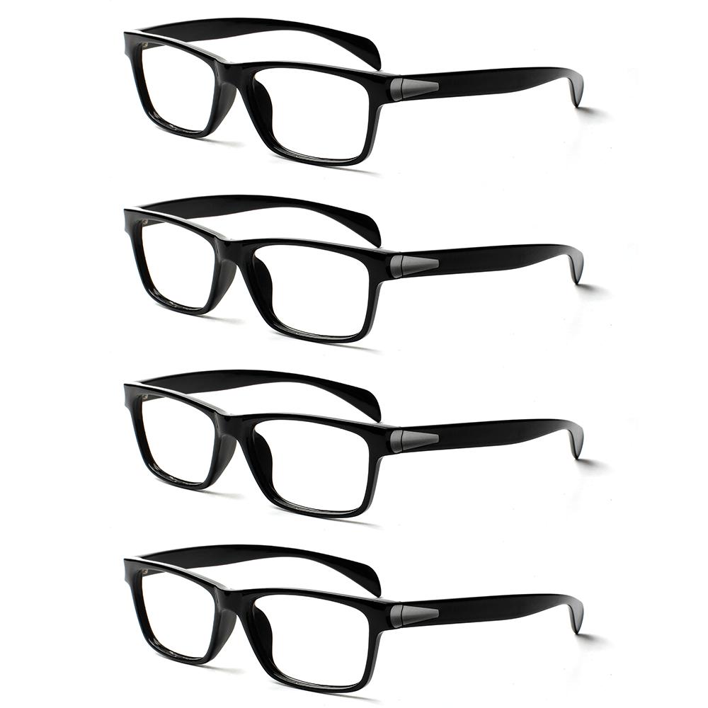 TUREZING 4 Pack Flexible Spring Hinge Women Men Magnifier Presbyopic Diopter Vintage Square Presbyopia Eyeglasses