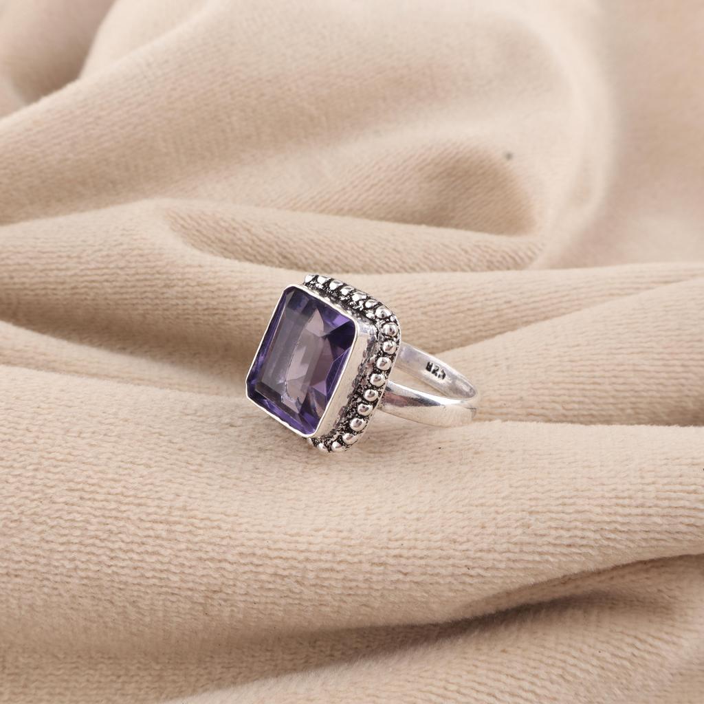 Natural Iolite Gemstone 925 Sterling Silver Handmade Jewelry Partywear Ring Thanksgiving Gift For Women RR-74-17