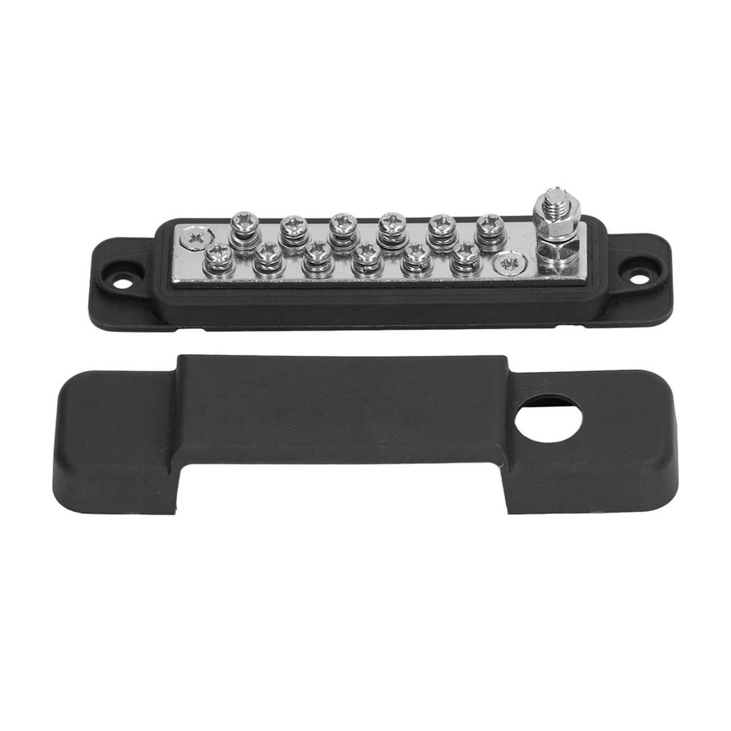 Power Distribution Terminal Block Busbar 12 Position Studs Distribution Block Bus Bar with Cover
