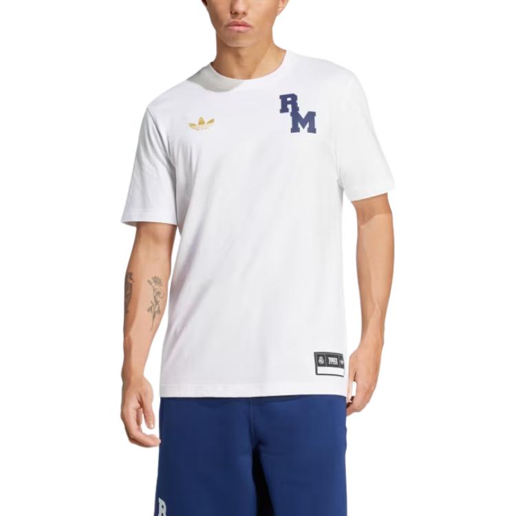 adidas Originale Vrct FW24 Real Madrid Rundhalsstrick Bequemes Kurzarm-T-Shirt Herren Tops Weiß JL6116