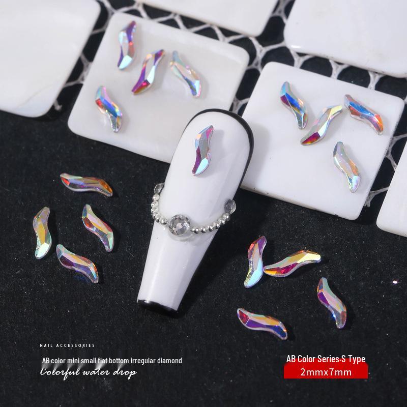 Pietre Nail Art: Diamante de sticlă AB irizate, Accente colorate cu fund plat pentru manichiuri