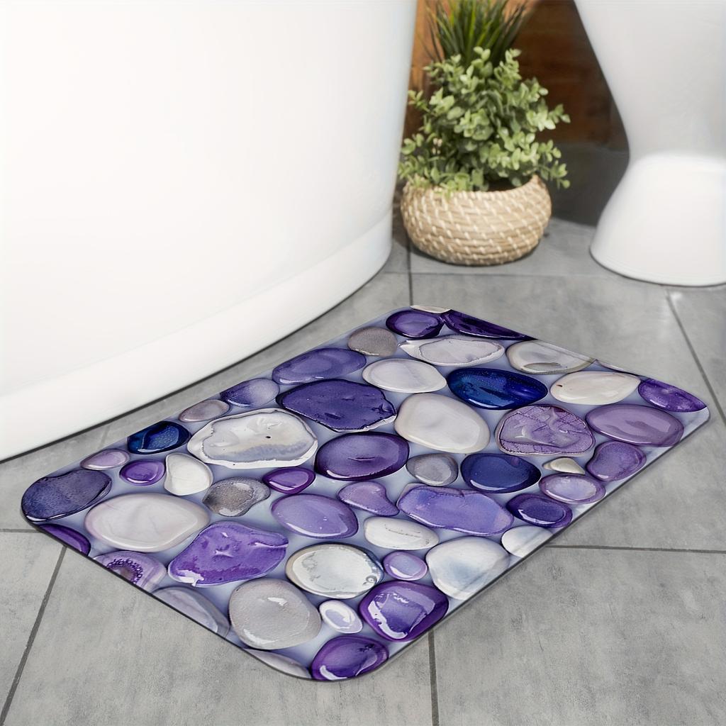 VIKAMA 2D Purple Pebble Carpet, A Soft And Comfortable Entrance Carpet, A Non-Slip Bathroom Mat, Home Decoration