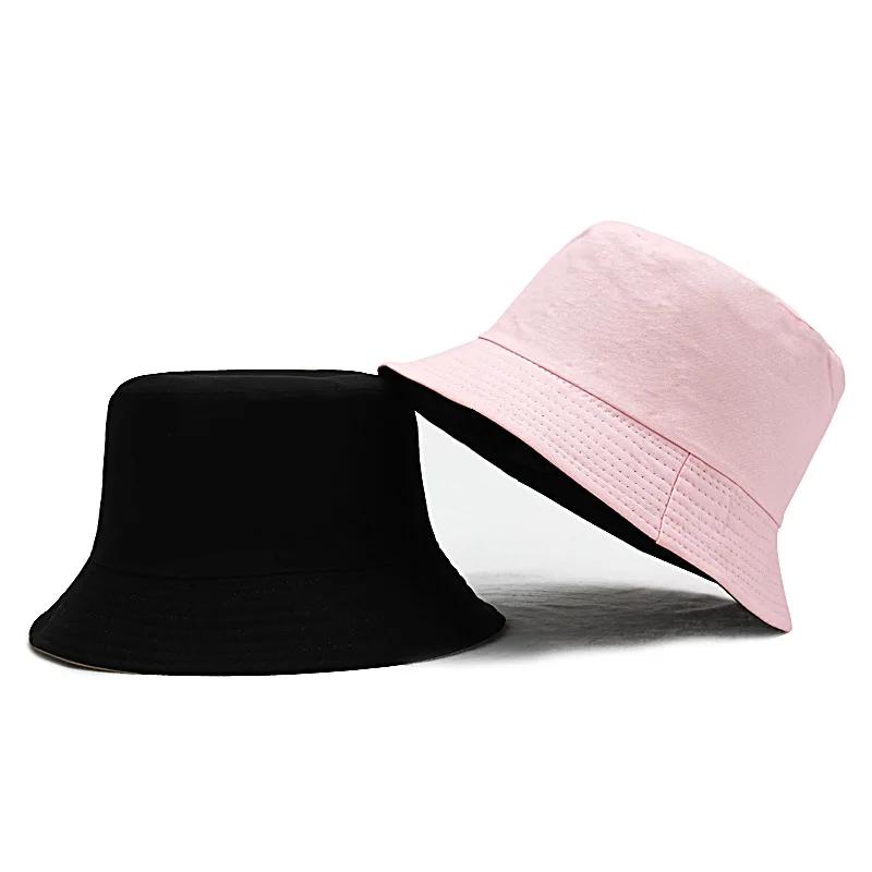 Spring and Summer Cotton Solid Double Sided Bucket Hat Fisherman Outdoor Travel Hat Sun Cap for Men and Women 282