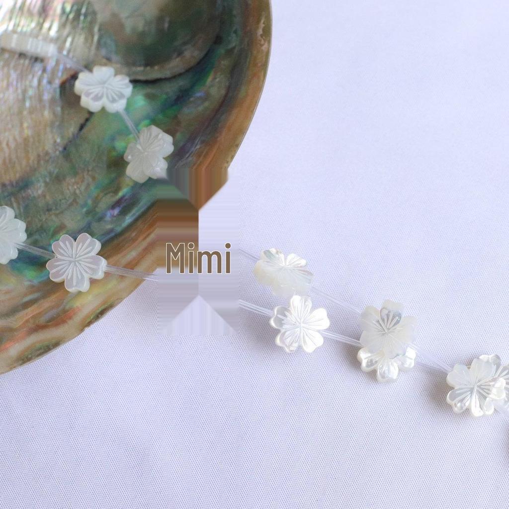 12mm Mother-of-Pearl Petal Carving Black & White Shell Beads for DIY Jewelry