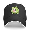 Cute Frog Strawberry Milk Cartoon Illustration Sandwich Baseball Cap Sun Cap Outdoor Workouts Hat