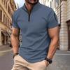 Men's Summer Casual Stand Up Collar Solid Color Short Sleeved Polo Shirt