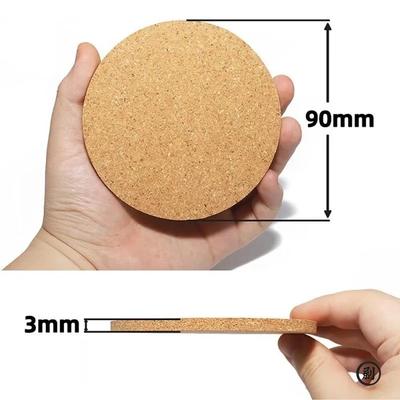 Durable Non Slip Cork Coaster Tea Coffee Mug Drinks Holder for Table Decor Pad 10Pcs 90x3mm Cup Mat Natural Round Wooden Pad