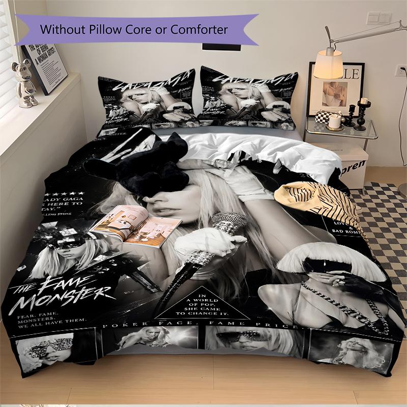 3Pcs Lady Gaga Fame Monster Era Bedding Sets For All Sizes New 3D Printed Bed Cover Comforter Duvet Cover Pillowcase Bedroom Decoration