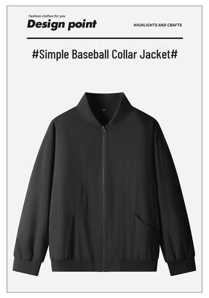 Men's Cross-Border Casual Baseball Jacket - Light Mature Style, Street Cool, Loose Fit, Spring/Autumn Trendy Outerwear.