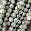 Natural Green Brown African Turquoise Beads, Size 6MM 8MM 10MM, Beads, Loose Round Beads, 14-15 Inch Strand Beads.