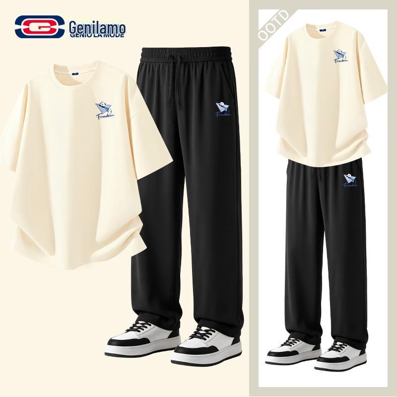 GENIOLAMODE Men s Airplane Panda Casual Outfit Set L