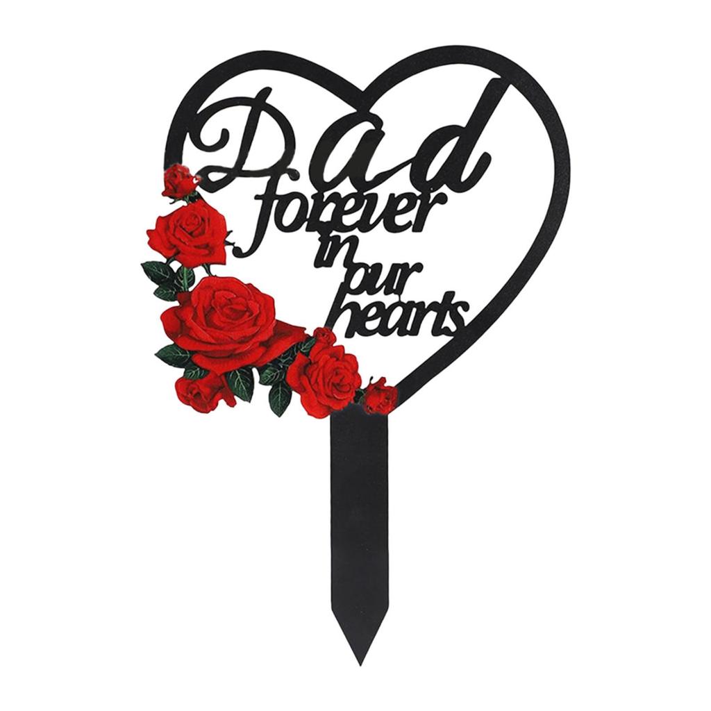 Memorial Grave Marker Cemetery Decoration Remembrance Waterproof Burial Garden Stake for Anniversary Backyard Sign Party Lawn